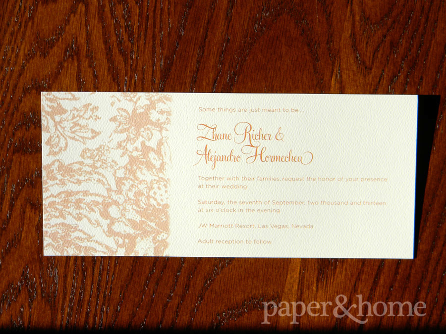 Rust Orange Wedding Invitation on Felt Paper with Lace Elements