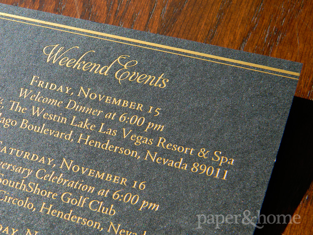 Golden Anniversary Event Card Gold Foil on Black Shimmer Paper