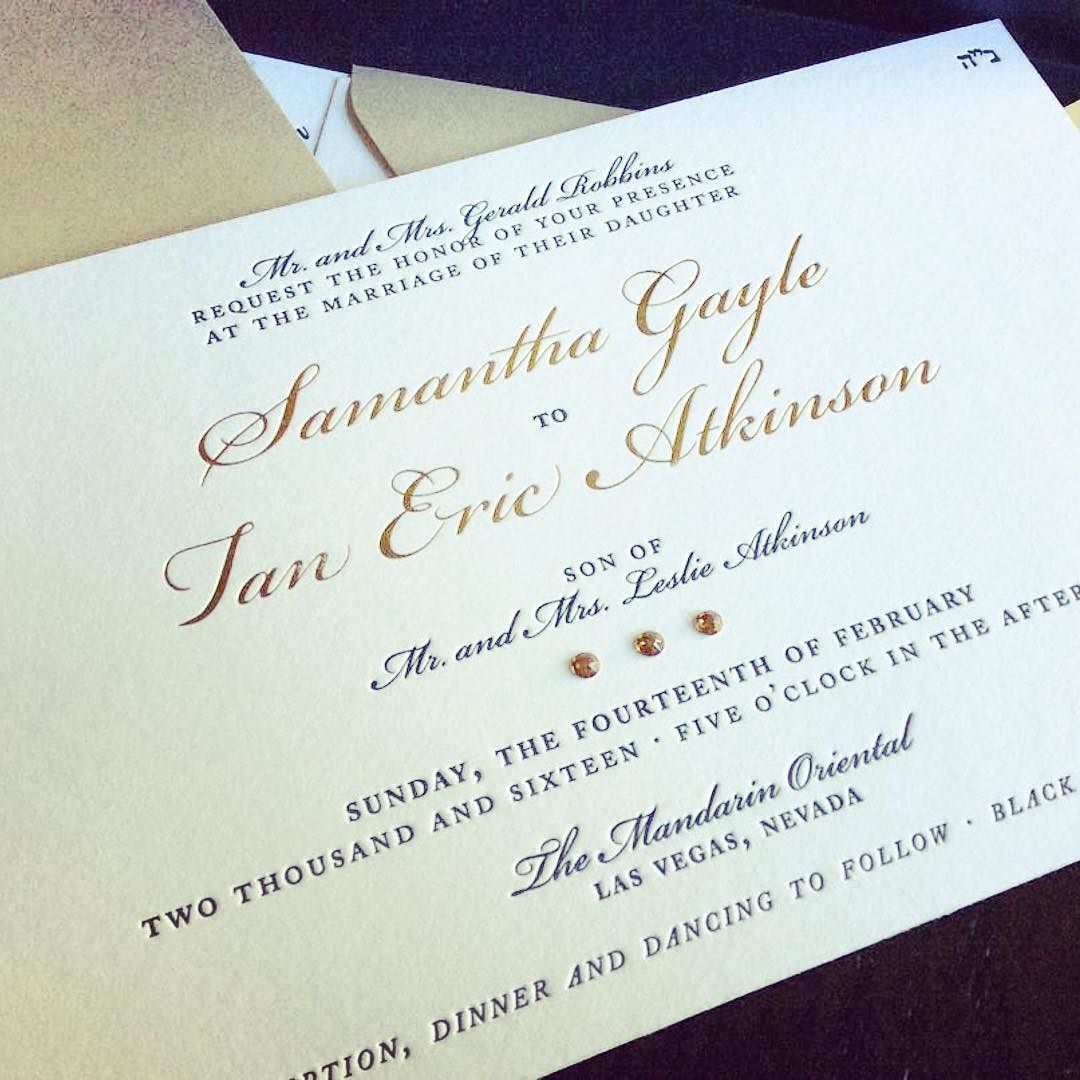 Sneak Peek: Gold Foil Letterpress Wedding Invitations