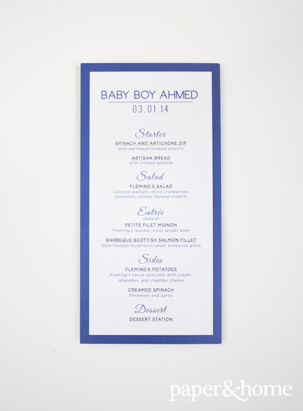 menu design baby shower