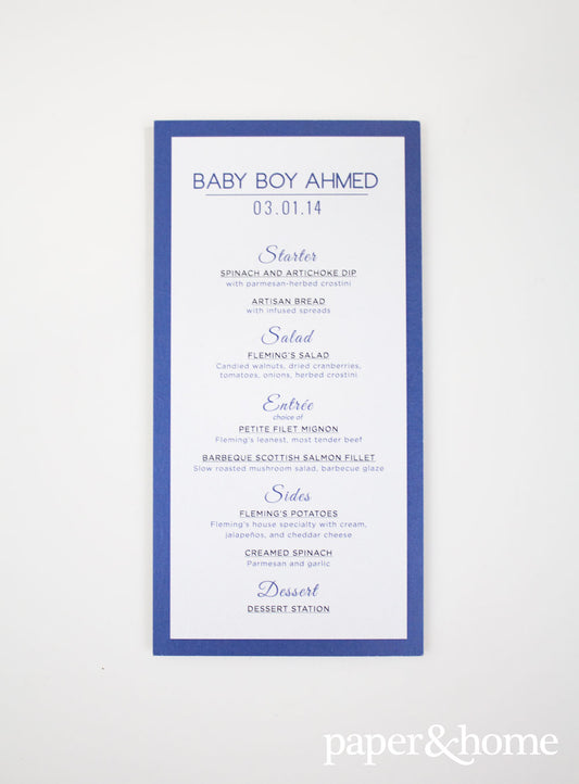 menu design baby shower