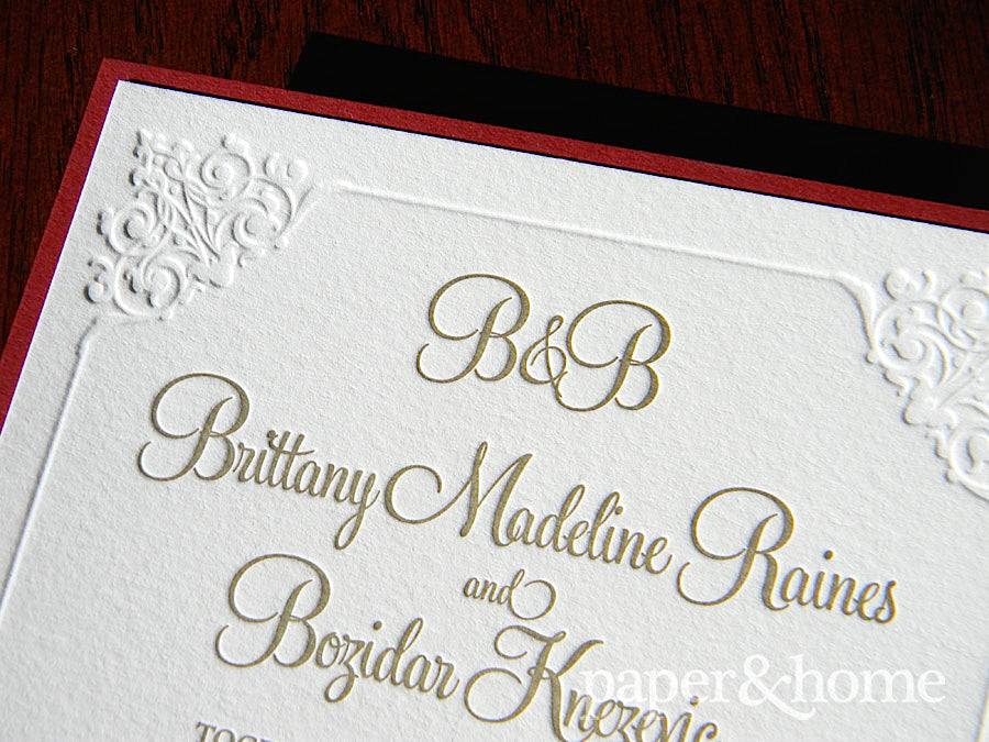 blind letterpress wedding invitations