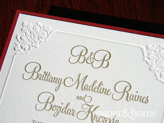 blind letterpress wedding invitations