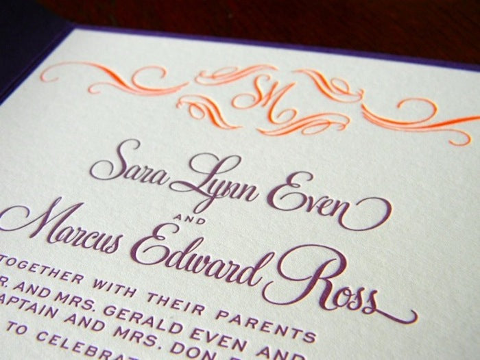 Real Wedding: Tangerine and Eggplant