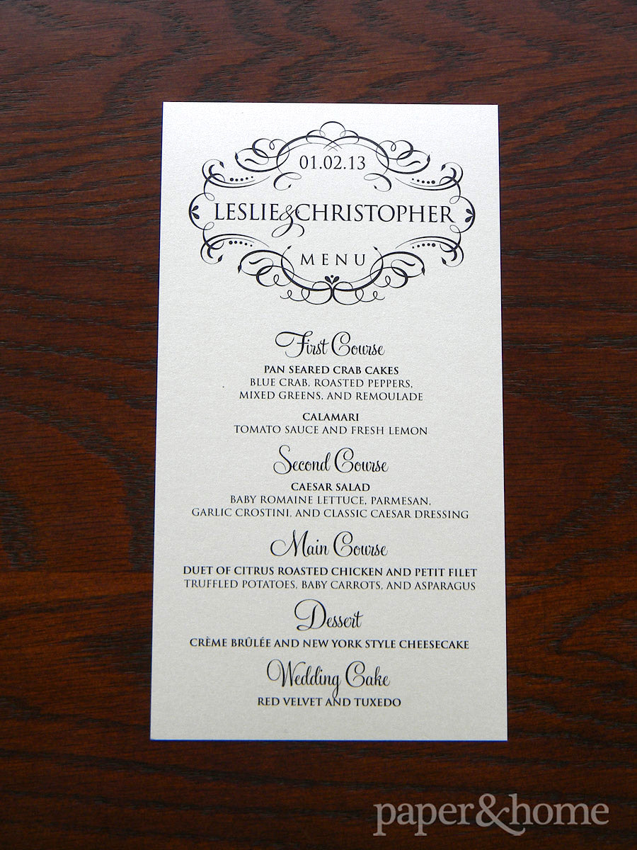 Ornate Wedding Seating Board and Menu Card