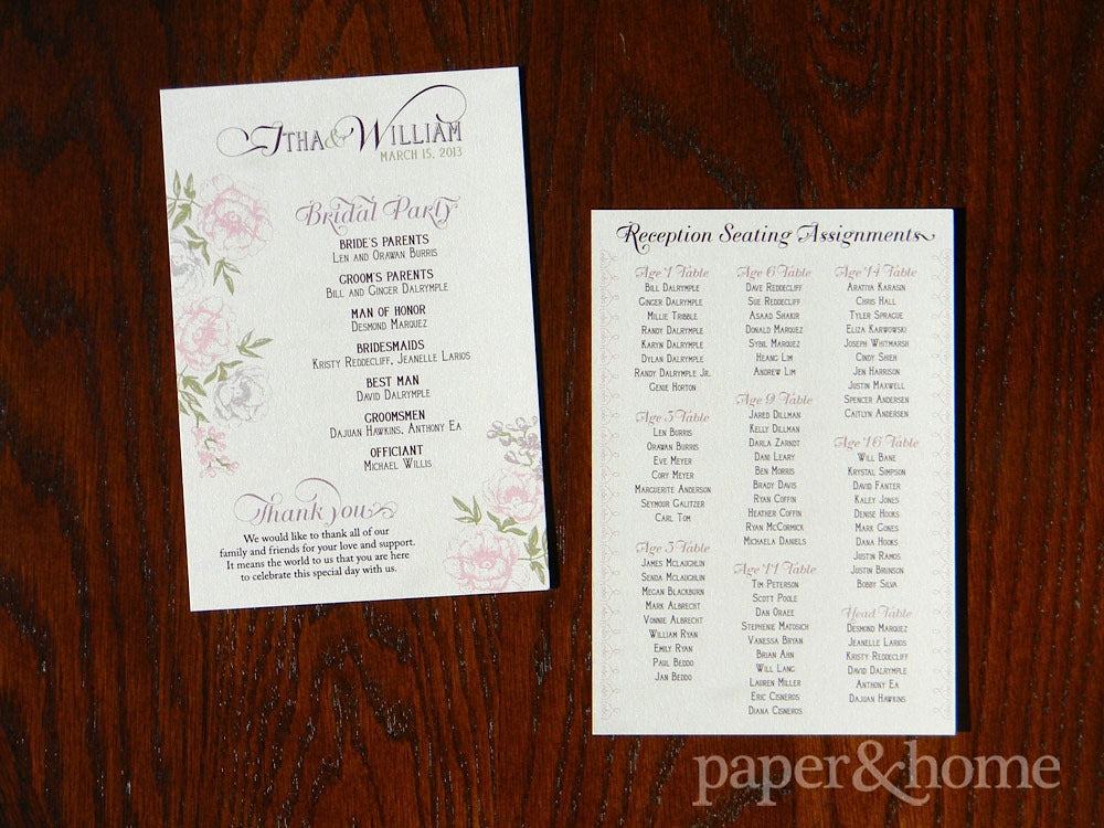 Vintage Inspired Floral Wedding Ceremony Program