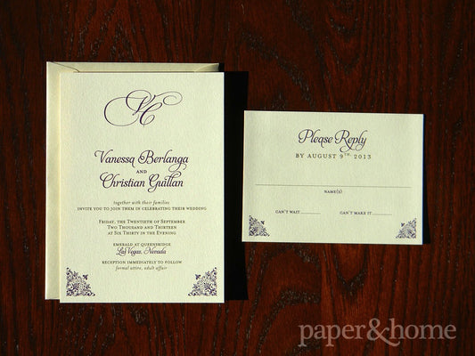 Classic Champagne Shimmer Wedding Invitation Set