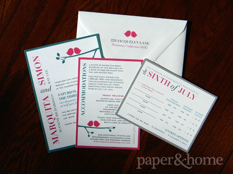 Modern colorful typography wedding invitation suite