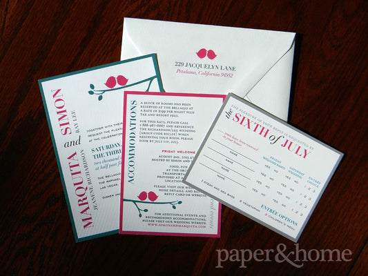 Modern colorful typography wedding invitation suite