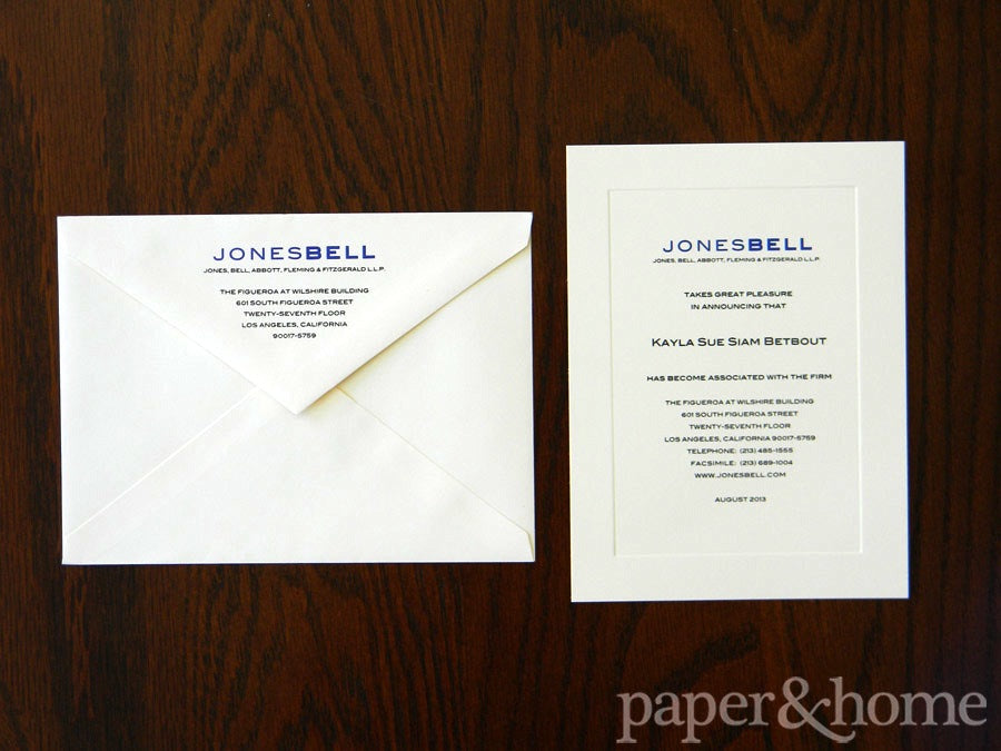 Blue and Black Thermography on Ivory Cream Letterhead and Envelope