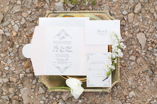 desert wedding inspiration pocket invitation set