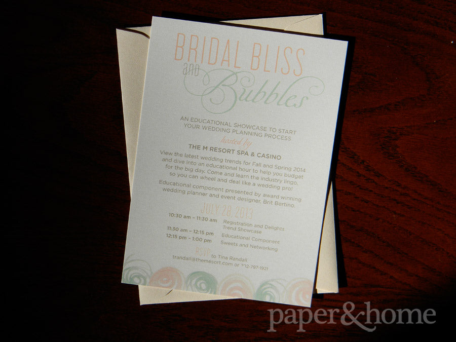 corporate invitation m resort bridal bliss and bubbles