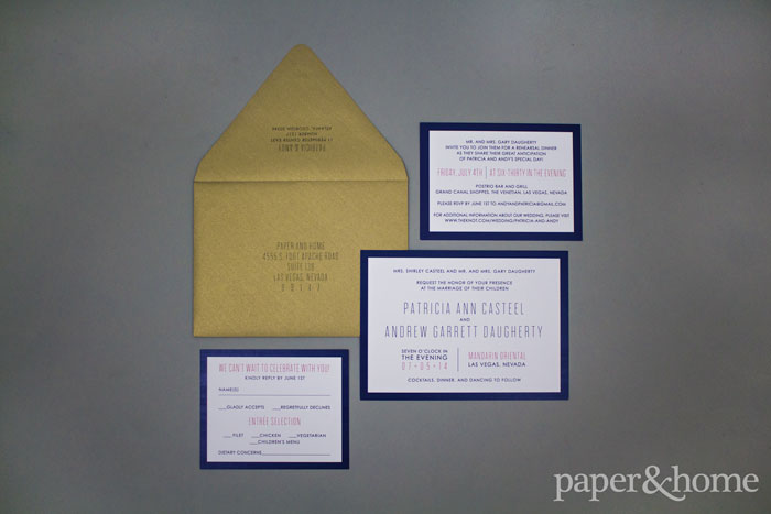 navy blue modern wedding invitations