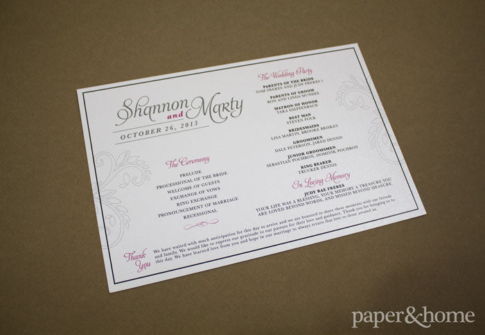 ceremony programs for a TPC Summerlin wedding