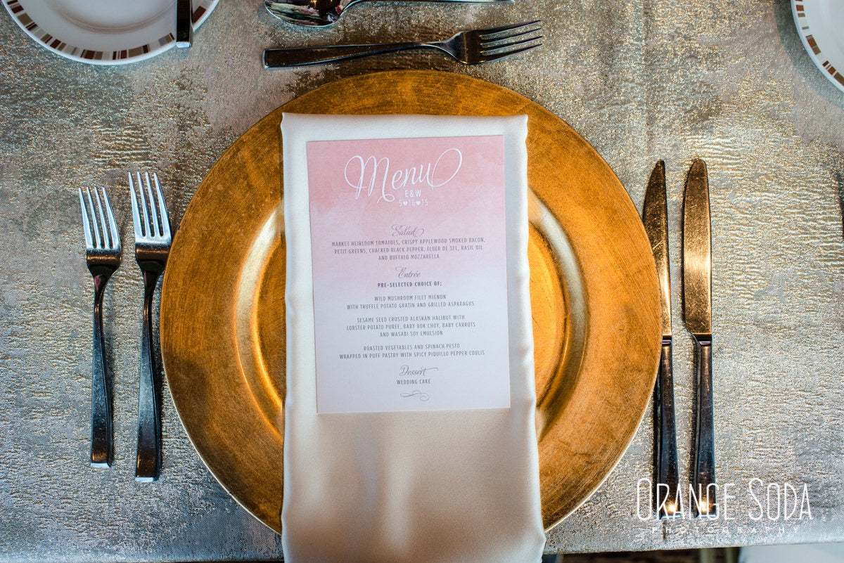 watercolor wedding menu