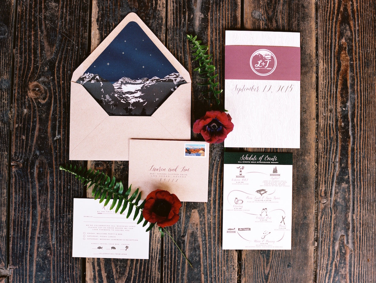 woodsy wedding invitations