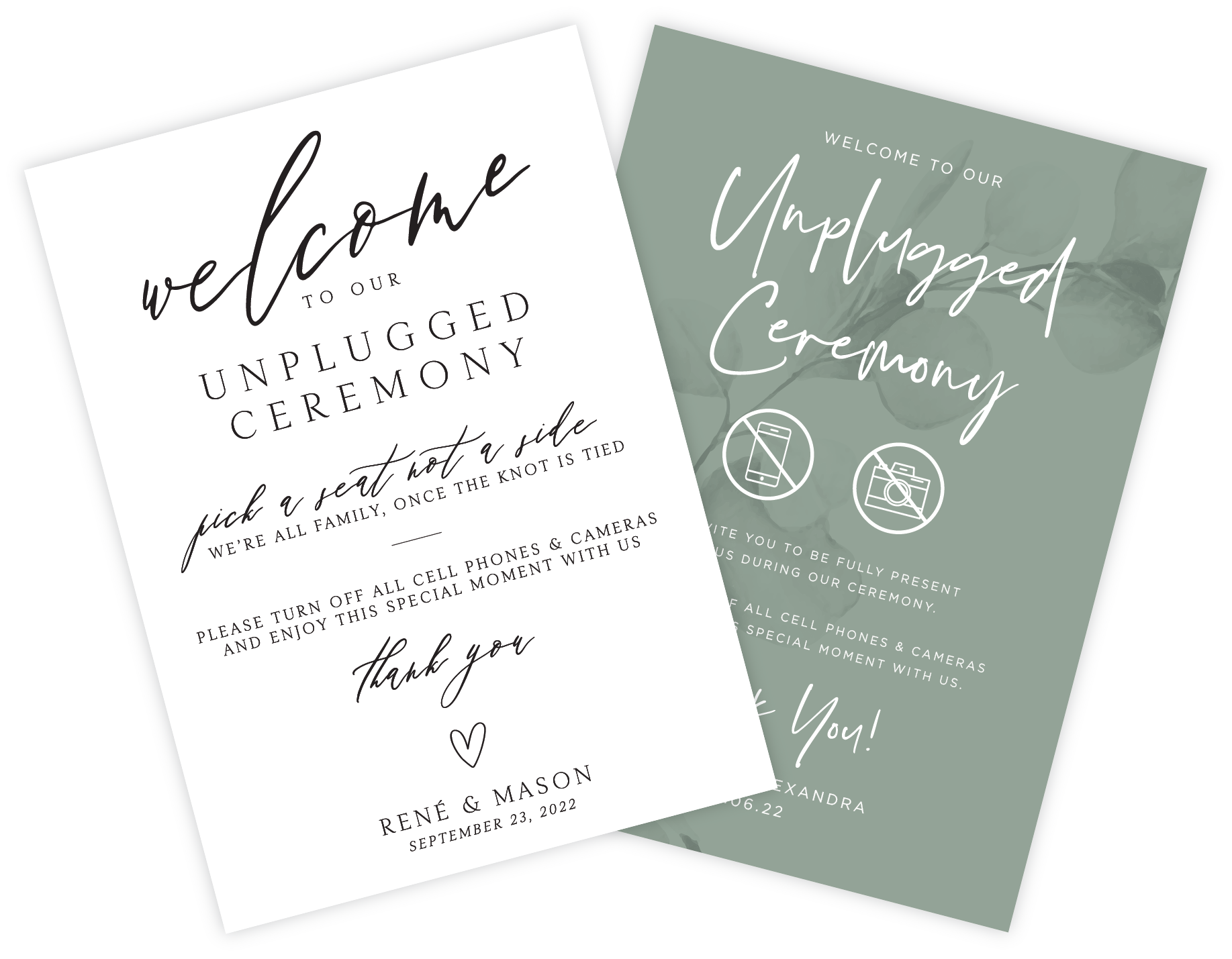 Unplugged Ceremony Signs