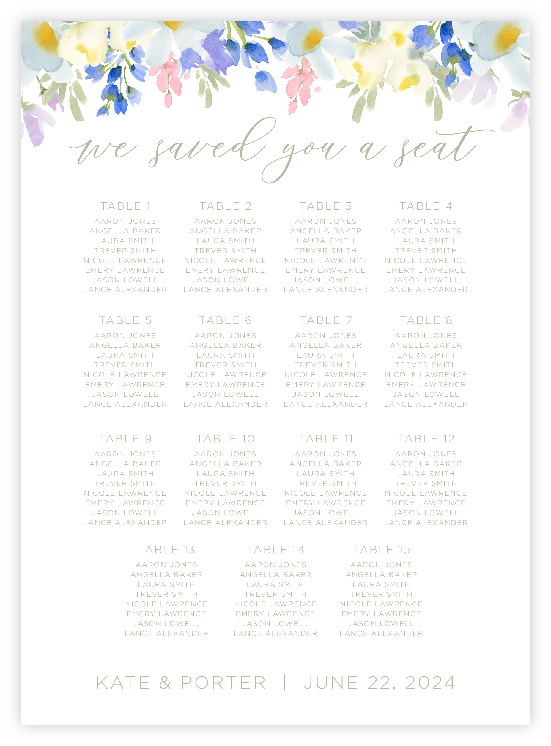 Seating Chart - Floral 26