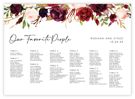 Seating Chart - Floral 30