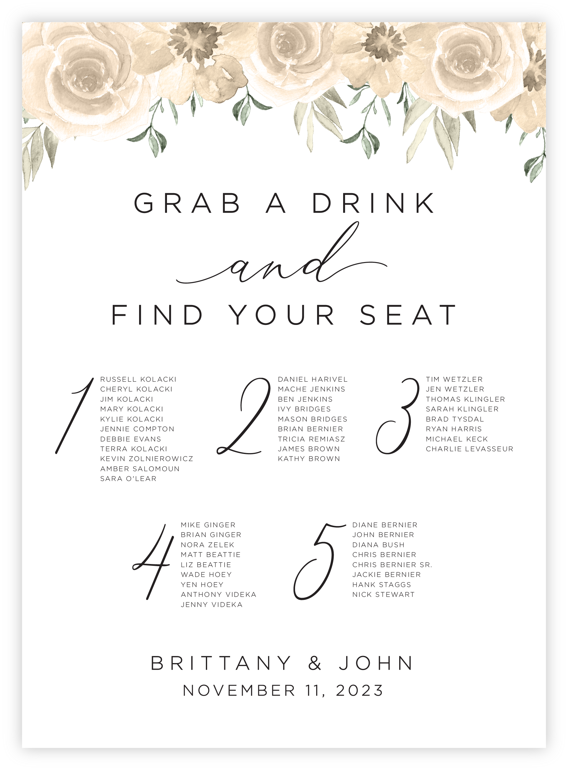 Seating Chart - Floral 34