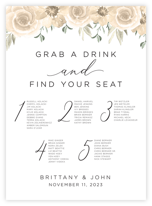 Seating Chart - Floral 34
