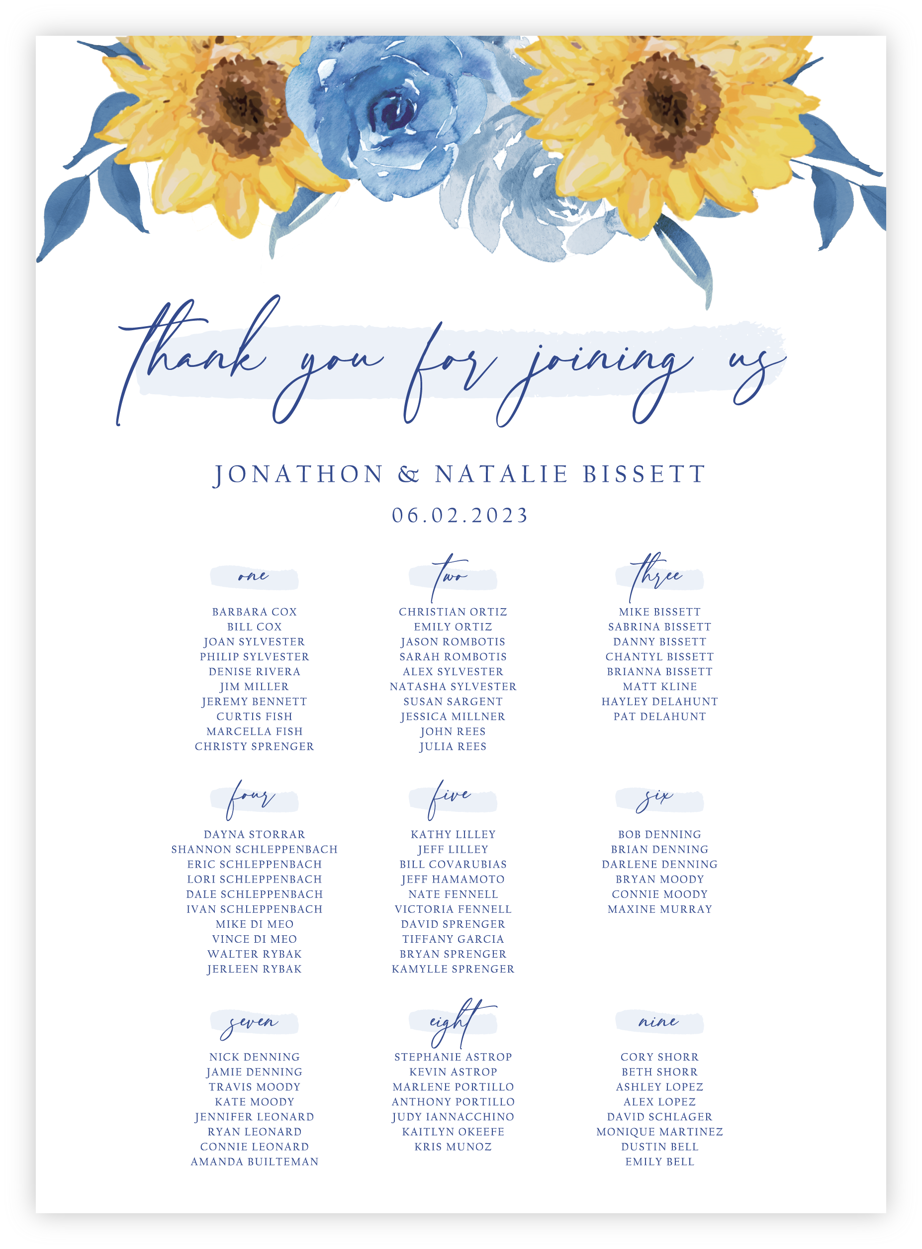 Seating Chart - Floral 38