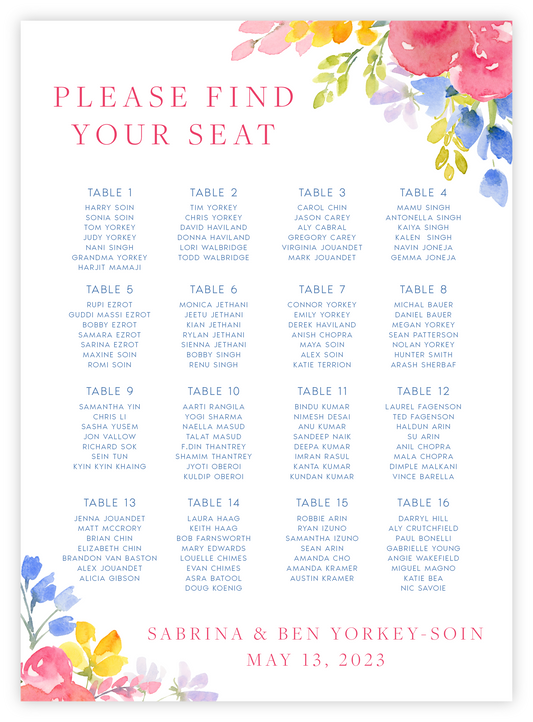 Seating Chart - Floral 03