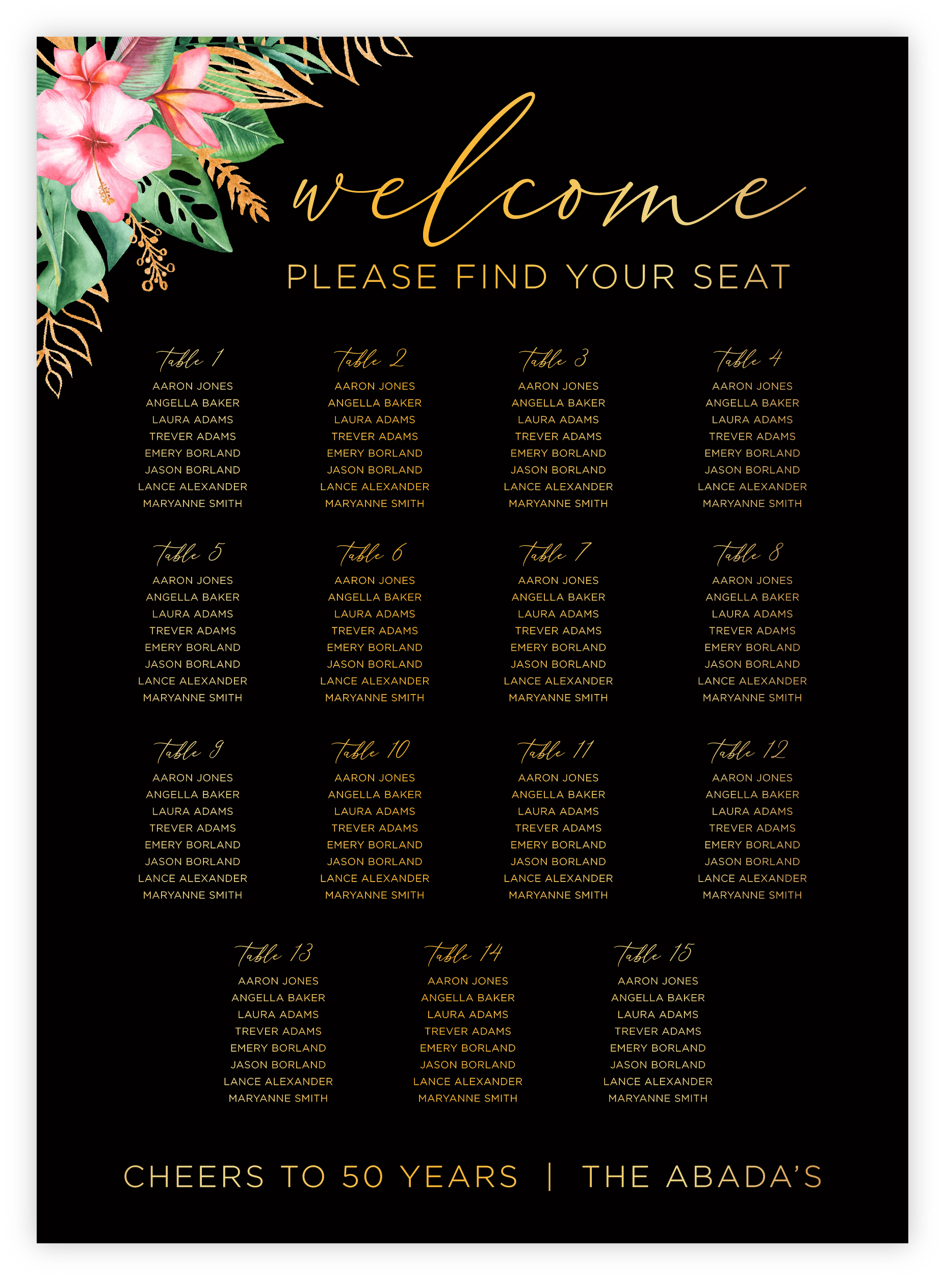 Seating Chart - Floral 41