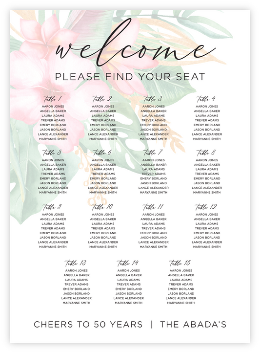 Seating Chart - Floral 42