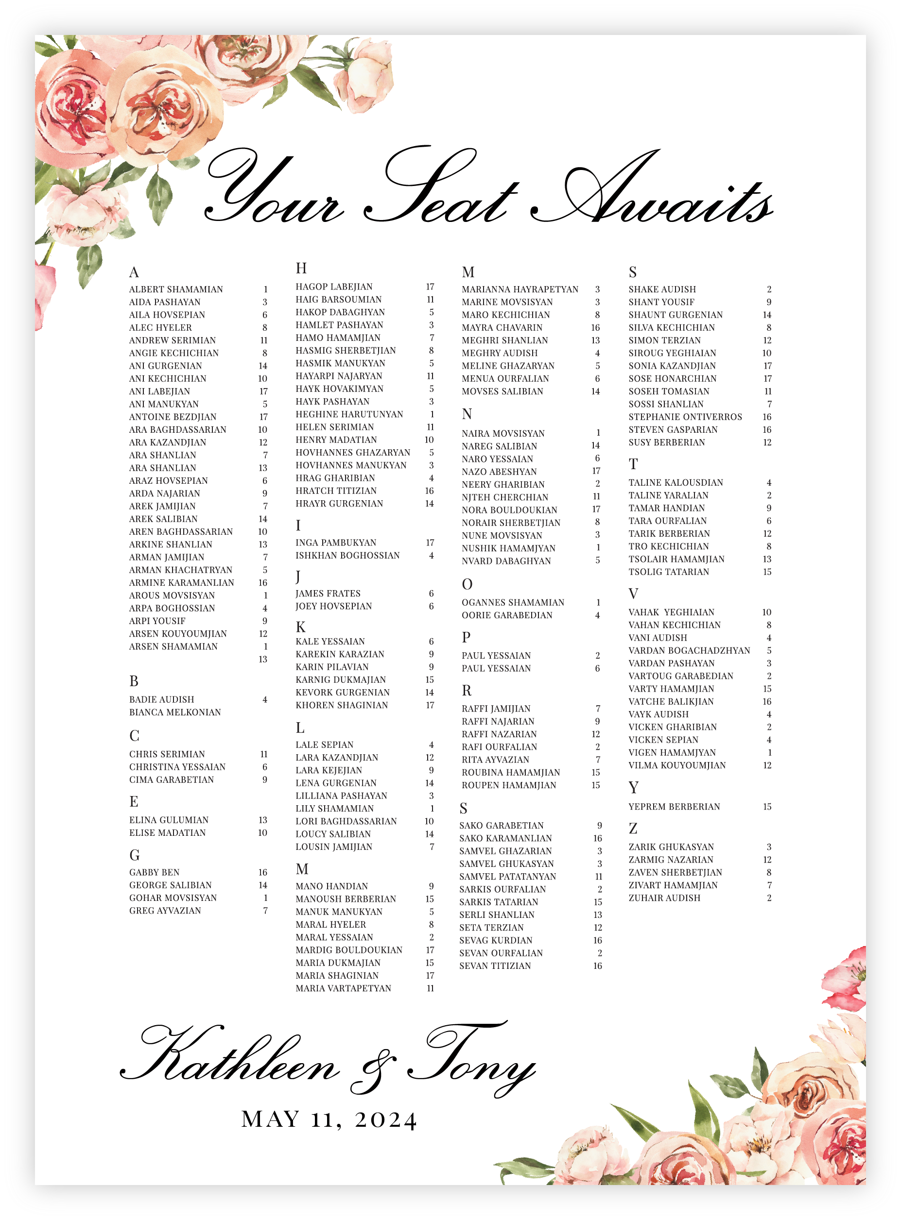 Seating Chart - Floral 05