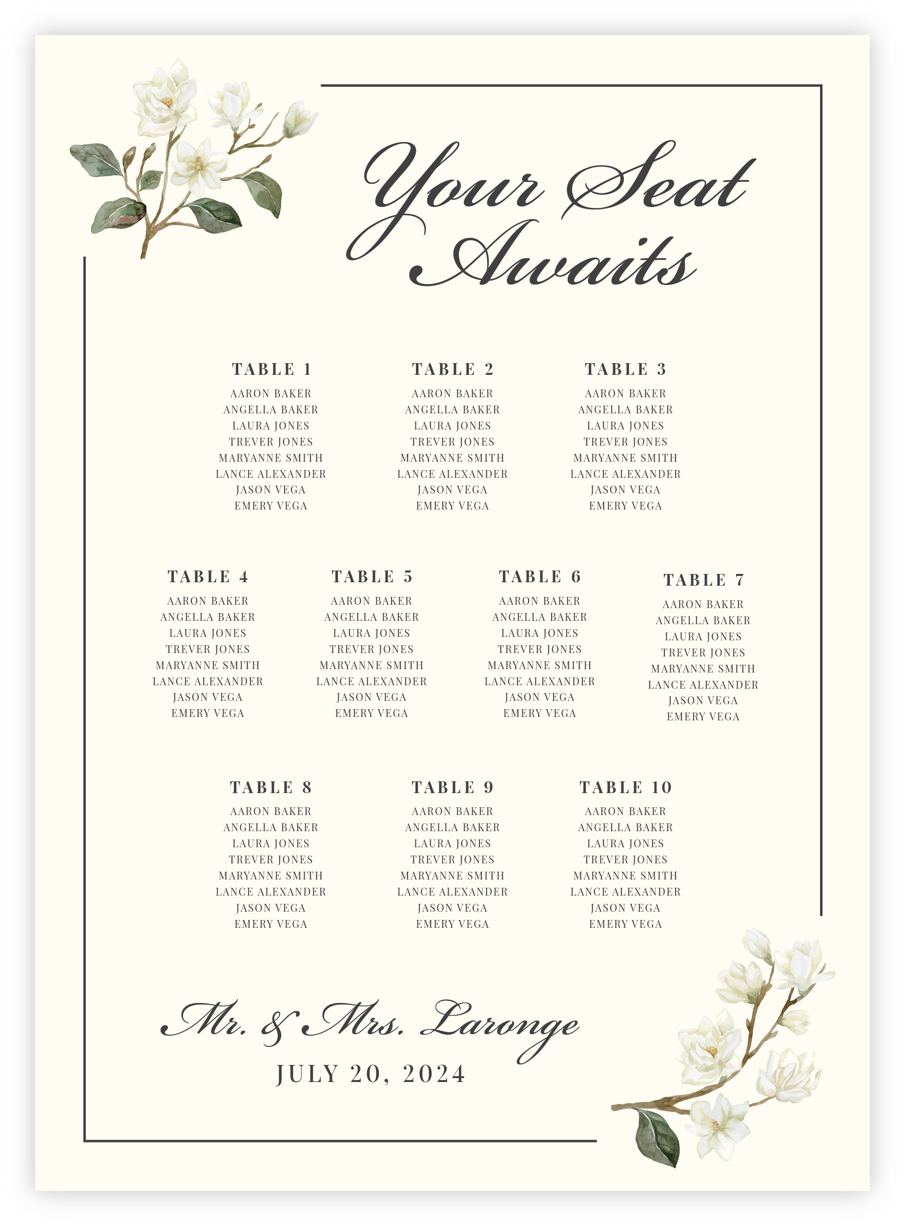 Seating Chart - Floral 07