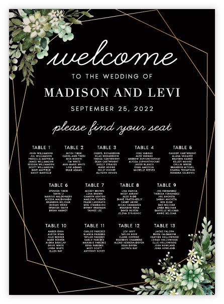 Seating Chart - Greenery 16