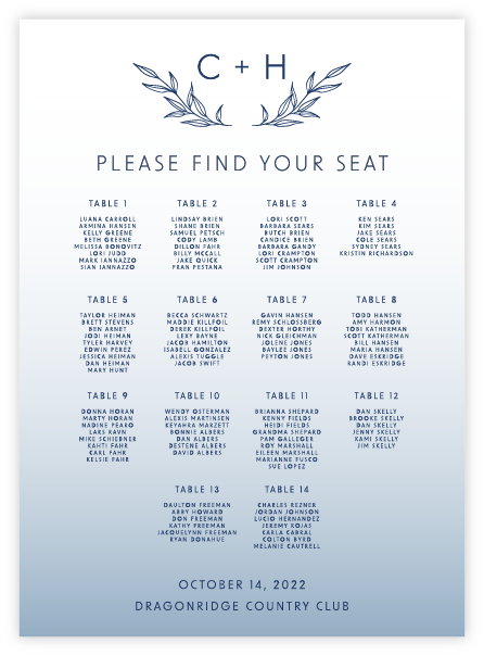 Seating Chart - Greenery 17