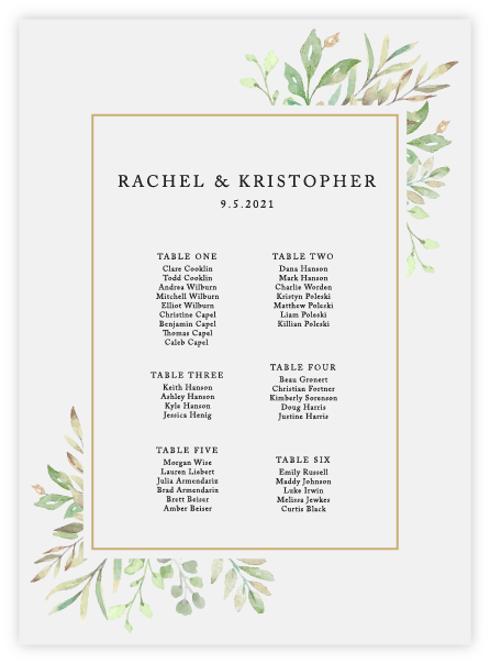 Seating Chart - Greenery 04