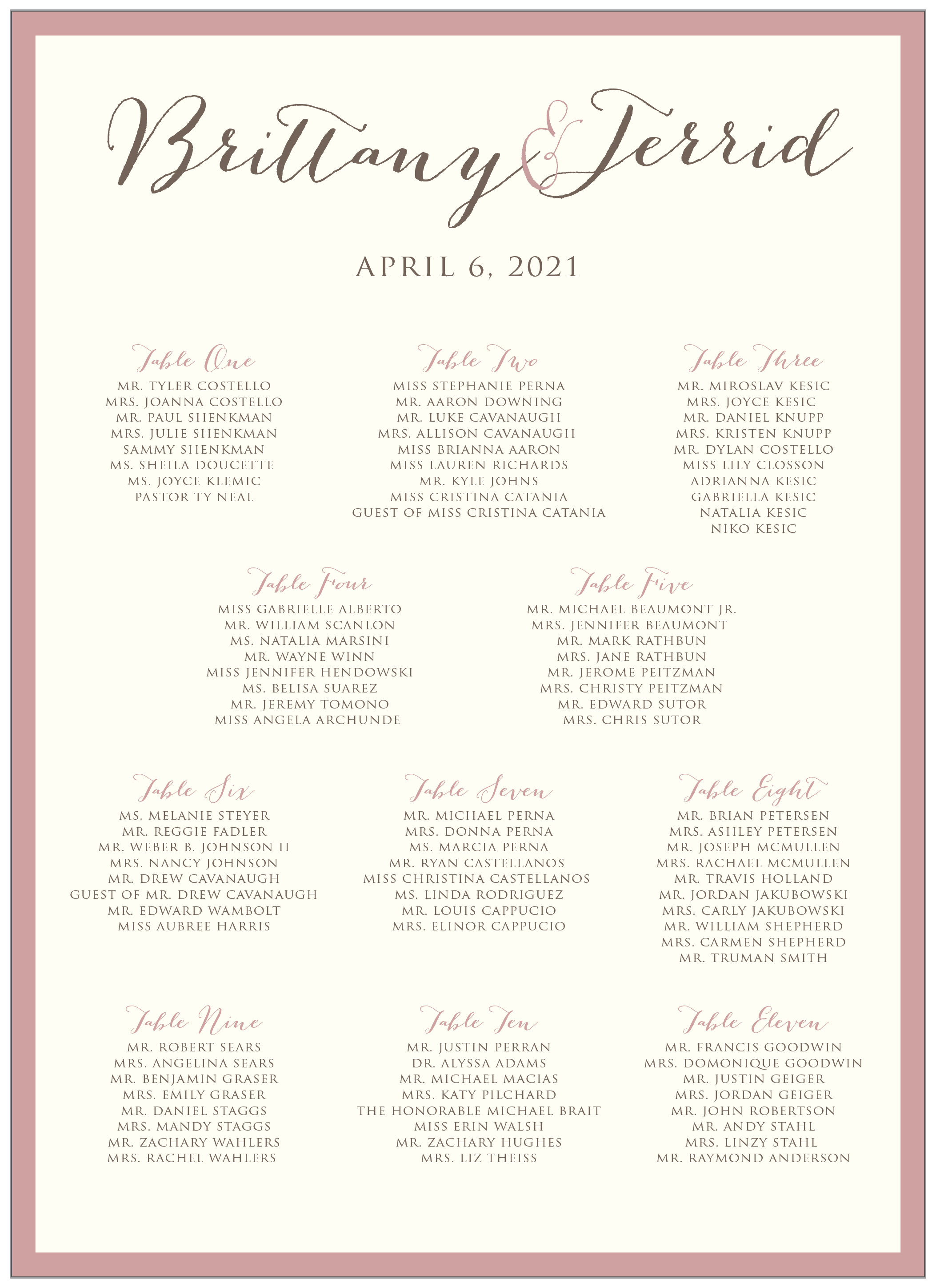 Seating Chart - Script 07