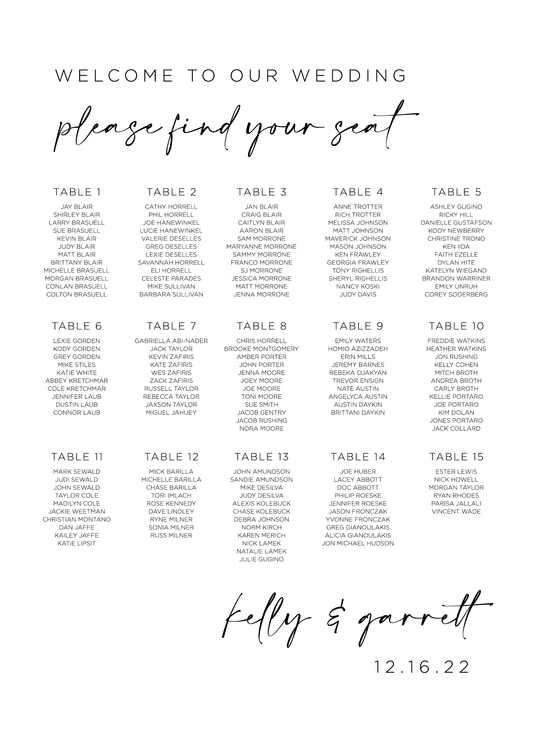 Seating Chart - Script 16