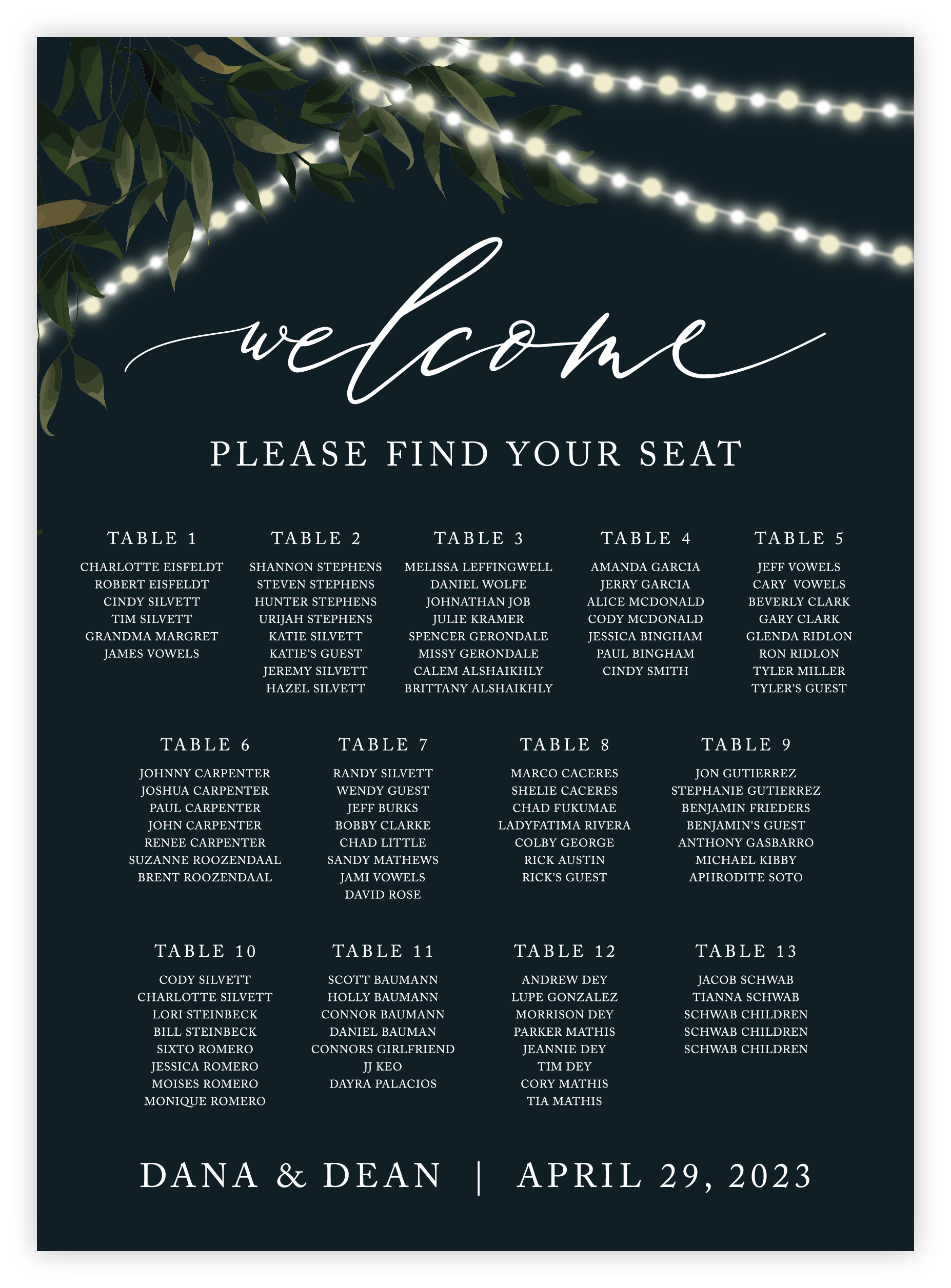 Seating Chart - Rustic 01