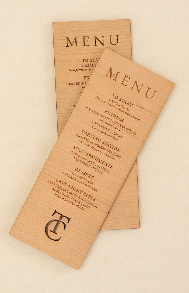Custom Engraved Wood Menu