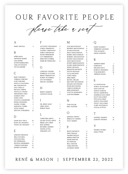 Seating Chart - Script 12