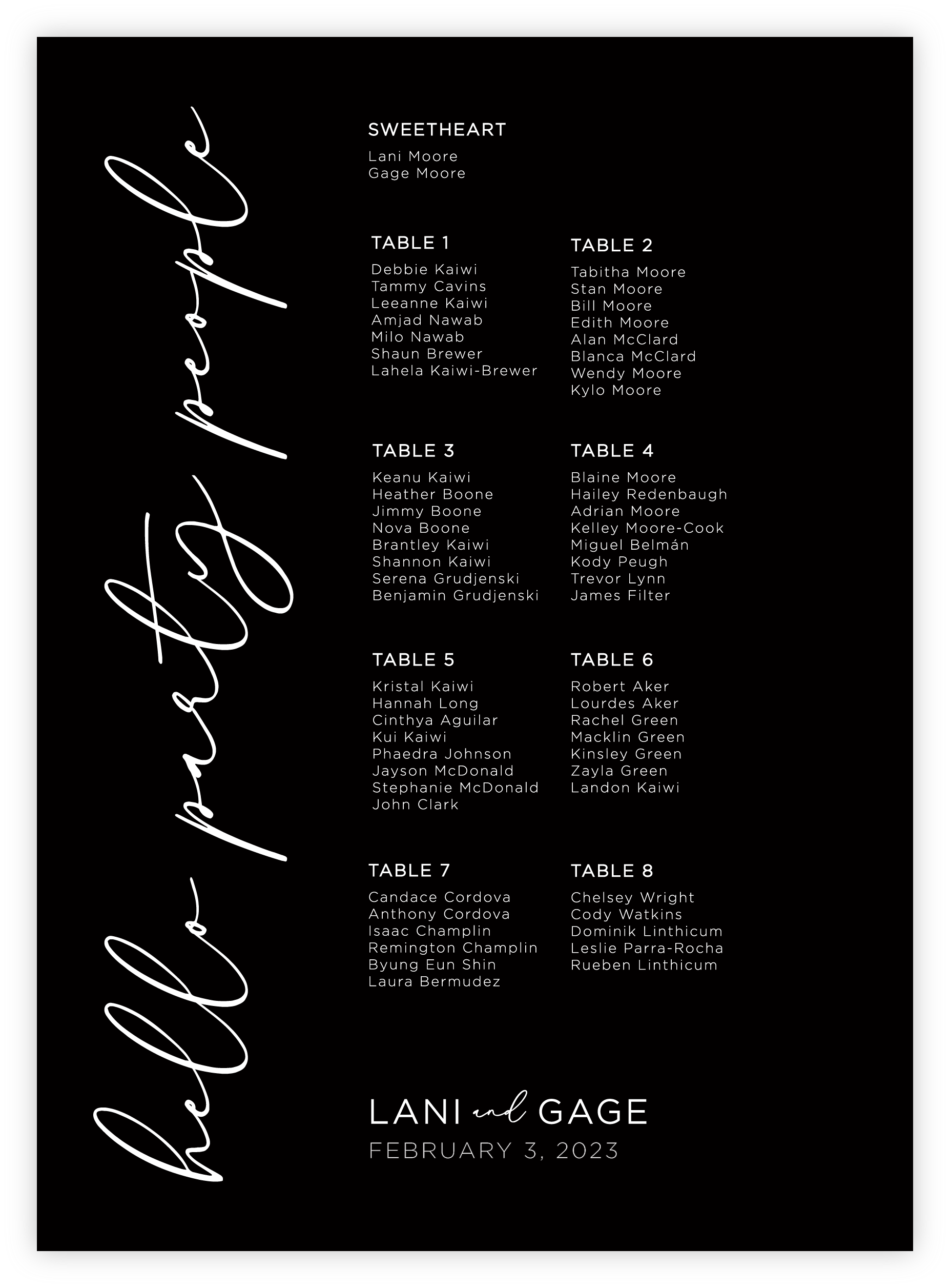 Seating Chart - Script 23 – Paper & Home