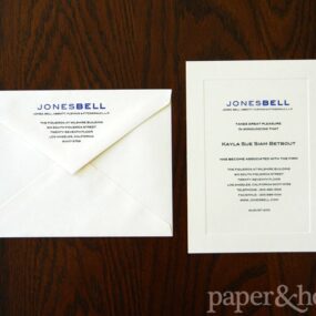 Blue and Black Thermography on Ivory Cream Letterhead and Envelope