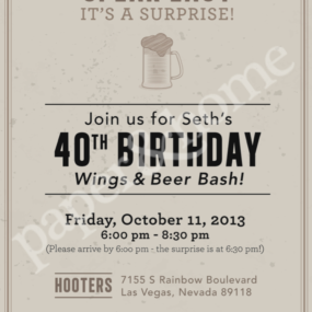 Wings and Beer Evite Invitation for Man's Birthday