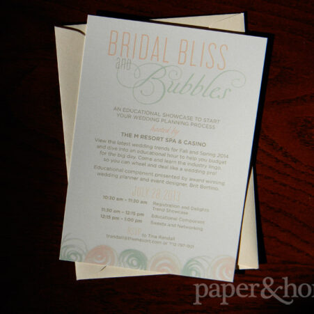 corporate invitation m resort bridal bliss and bubbles