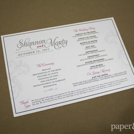 ceremony programs for a TPC Summerlin wedding