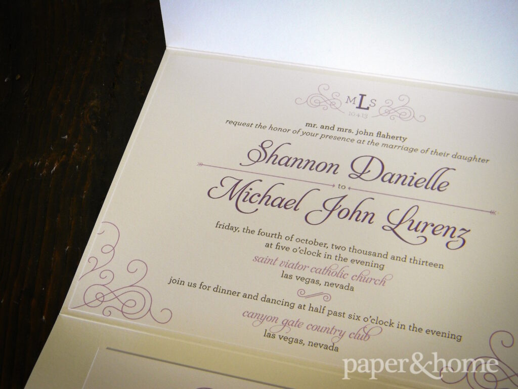 Purple and White Wedding Invitations - Paper and Home