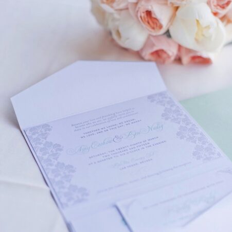 mint and gray wedding invitations