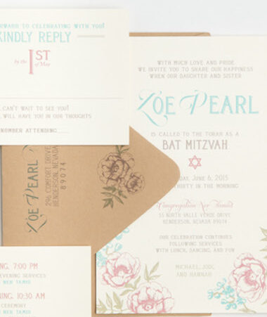 Floral Bat Mitzvah Invitations