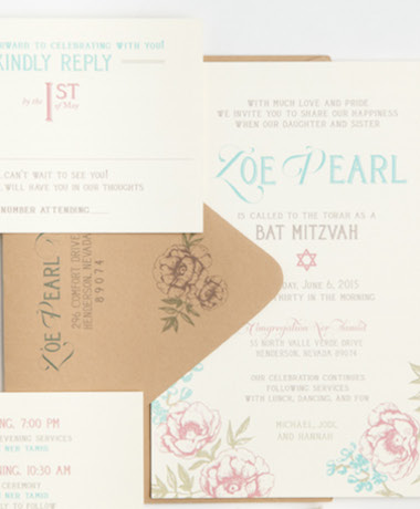 Floral Bat Mitzvah Invitations