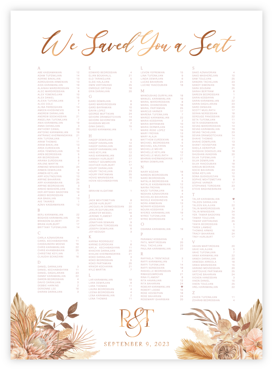 Desert 02 Seating Chart