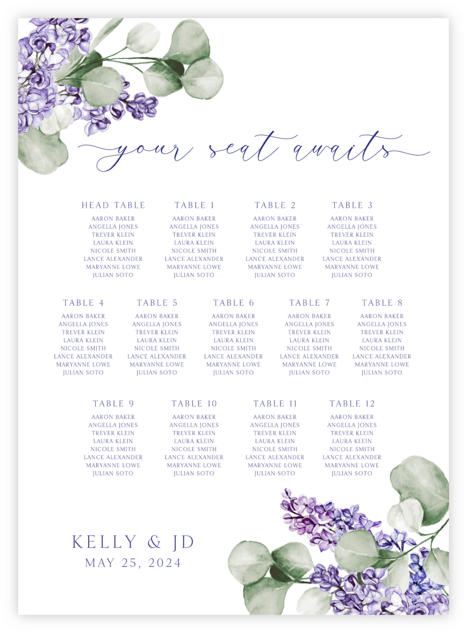 Floral 18 Seating Chart